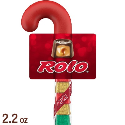 Rolo Chocolate Caramels Christmas Candy Filled Plastic Cane - 2.2oz