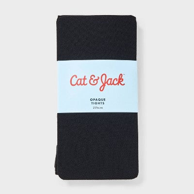 Girls' 2pk Nylon Dance Tights - Cat & Jack Black M: High Waisted, Opaque, Knit, Elastic Waistband