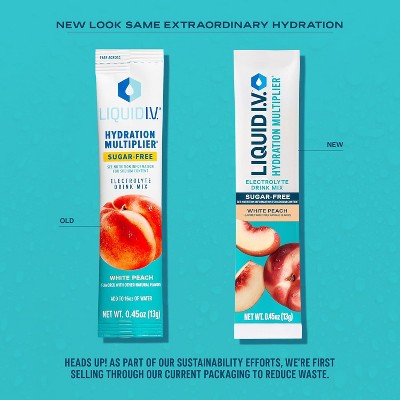 Liquid IV Hydration Multiplier Sugar Free Peach Powder, 6 Ct, 0.45 Oz Each
