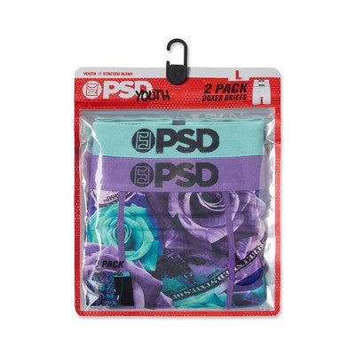 PSD Boys' 2pk Rose Bank Boxer Briefs Underwear - Black/Purple S