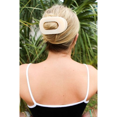 TELETIES Medium Flat Round Hair Clip - Almond Beige