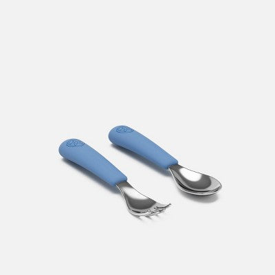 Lalo PAW Patrol 3pc Silicone Plate + Utensils Set - Chase: Solid Pattern, Service For 1, Silicone, Stainless Steel