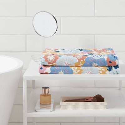 2pc Quick Dry All Over Floral Waffle Oversize Bath Towel - Room Essentials