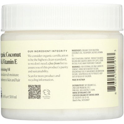 Sky Organics Organic Coconut Oil and Vitamin E Ultra-Hydrating Oil - 16.9 fz