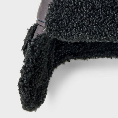 Baby Boys' Colorblock Faux Shearling Trapper Hats - Cat & Jack Black 12-24M