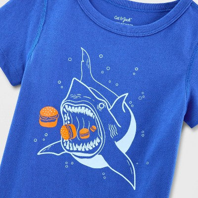 Toddler Adaptive Short Sleeve Hamburger Shark Graphic T-Shirt 2T