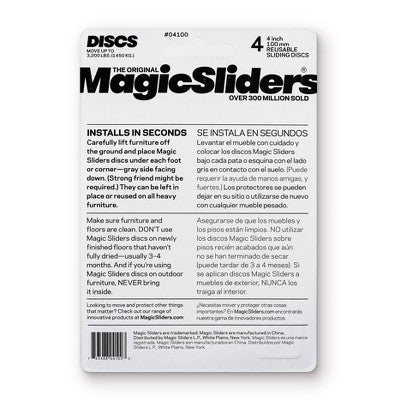 Magic Sliders 4pk 4" Round Adhesives Move and Remove