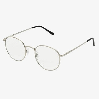 Women's Metal Round Blue Light Filtering Glasses - Universal Thread Metallic Silver Diopter 2