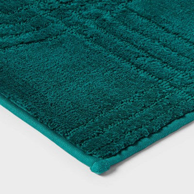 Tonal Geo Non-Slip Bath Rug Teal Green - Threshold