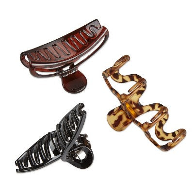scunci Mixed Shape Claw Clips - 3ct
