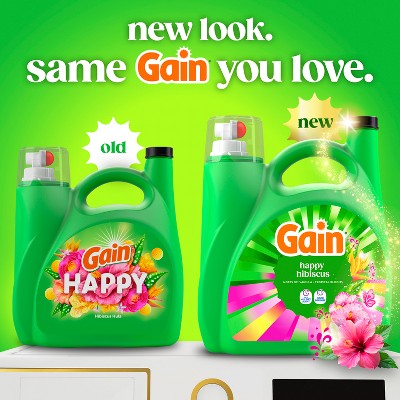 Gain Happy Hibiscus Hula HE Liquid Laundry Detergent: 132 fl oz, 100 Loads, Concentrated, Odor Control Formula
