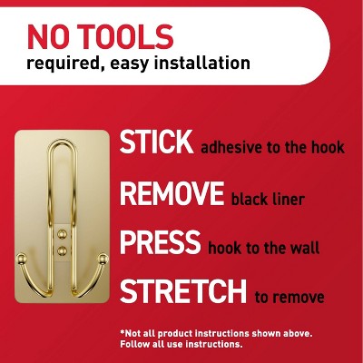 Command Extra Large Satin Brass Triple Hook