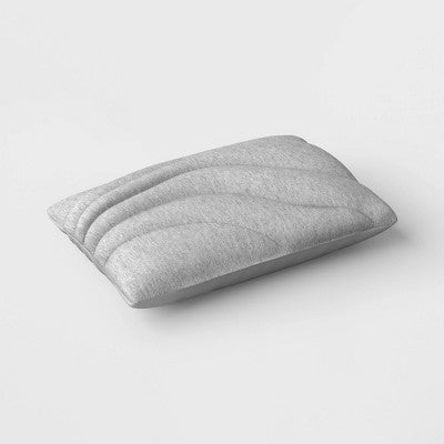 12" x 18" Lumbar Cotton Jersey Quilted Puff Throw Pillow Gray - Room Essentials