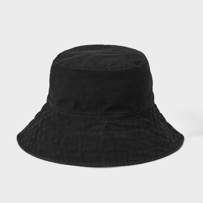 Reversible Bucket Hat - Universal Thread Black: Cotton, Midweight Fabric, Pull-On, Solid Pattern, One Size, Hand Wash