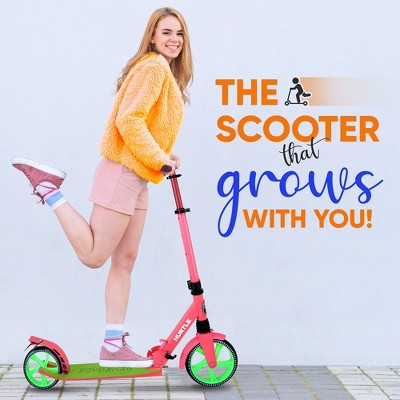 Hurtle Push Scooter for Kids with Adjustable T-Bar Handlebar and Anti-Slip Deck (Pink/Green) (LOCAL PICKUP ONLY)