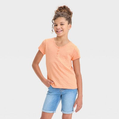 Girls' Short Sleeve Pointelle T-Shirt SIZE: S