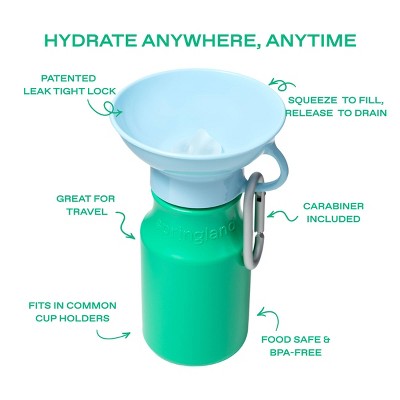 Springland 15 fl oz Mini Travel Dog Water Bottle - Green/Sky Blue