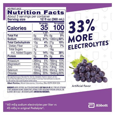 Pedialyte Immune Support Electrolyte Solution Hydration Drink - Grape - 33.8 fl oz