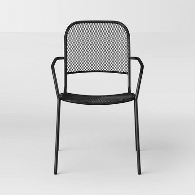 1pc Metal Mesh Stackable Patio Dining Chair Black - Room Essentials (LOCAL PICKUP ONLY)