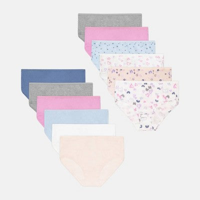 Hanes Girls' 12pk Butterfly and Dot Cotton Briefs - 8