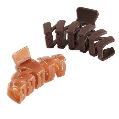 scunci Unbreakable Zigzag Plastic Claw Clips - Mixed Finish - Brown/Light Brown - All Hair - 2pcs