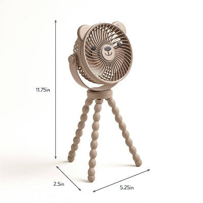 Itzy Ritzy Itzy Breeze 3-Speed Stroller Fan with Rechargeable Battery and Easy Attach Design - Tan Bear