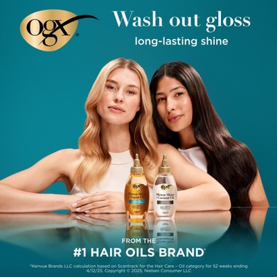 OGX Mirror Shine + Argan Oil Smoothing Pre-Wash Hair Gloss - 4 fl oz: Damage Repair, All Hair Types, Liquid Form