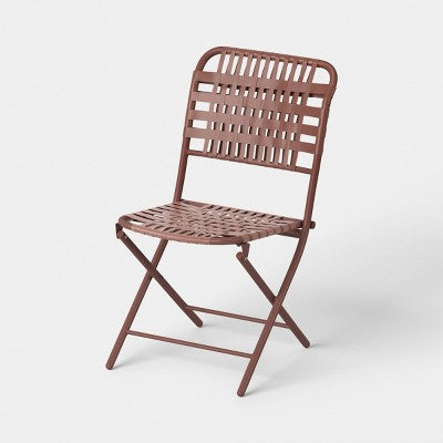 Open Weave Folding Chair Brown - Threshold (LOCAL PICKUP ONLY)