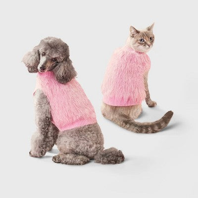 Pink Eyelash Dog and Cat Sweater - Boots & Barkley S