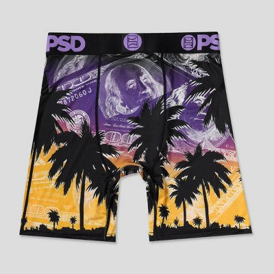 PSD Men's 2pk Aloha Sunrise Money Palms Boxer Briefs - Purple Money Palm/Pink S