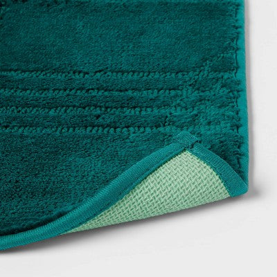 Tonal Geo Non-Slip Bath Rug Teal Green - Threshold