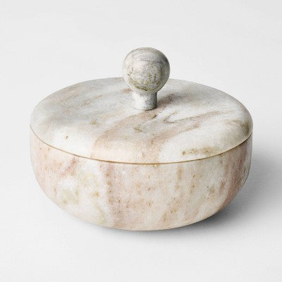 5" Round Marble Box Natural - Threshold designed with Studio McGee
