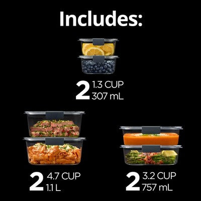 Rubbermaid Brilliance 12pc Food Storage Container Set Gray