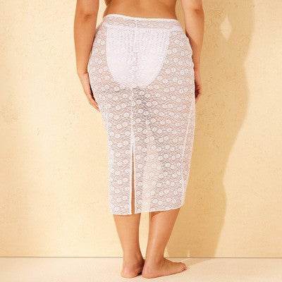 Women's Swim Cover Up Lace Midi Skirt - XS