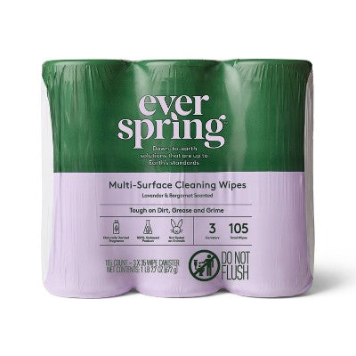 Lavender & Bergamot Multi-Surface Cleaning Wipes - 35ct/3pk - Everspring