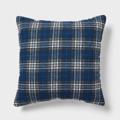 Decorative Throw Pillow Square Plaid Navy Blue - Room Essentials