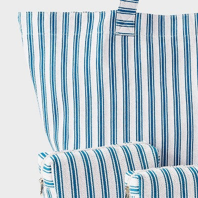 Striped Oversized Cotton Tote Bag - Universal Thread Blue