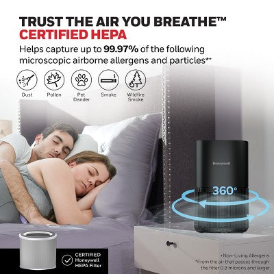 Honeywell Allergen Plus True HEPA Air Purifier Black HPA120