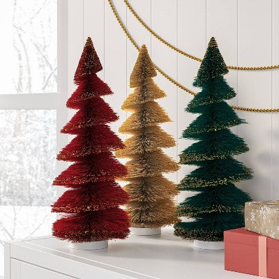 16" Christmas Spiral Sisal Tree Deep Green/Gold Glitter - Wondershop