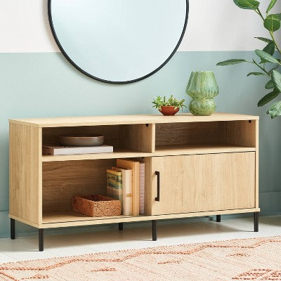 Mixed Material Storage TV Stand for TVs up to 54" with Sliding Doors Natural - Room Essentials (LOCAL PICKUP ONLY)
