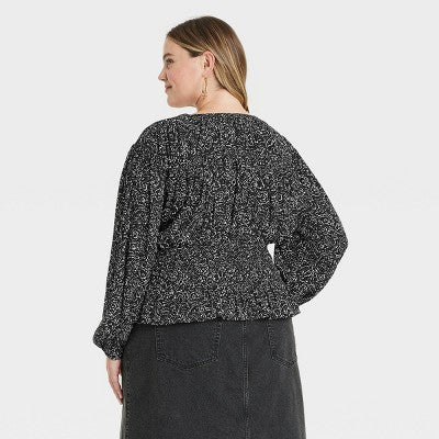 Women's Long Sleeve Smocked Blouse XXL