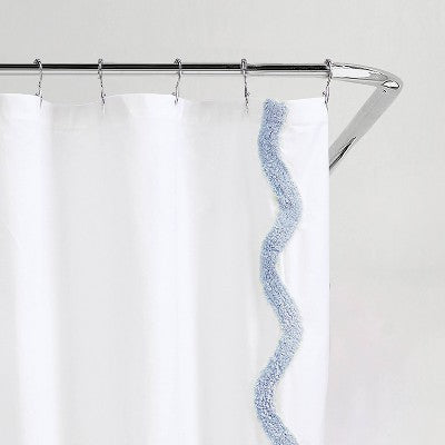 Peri Home Shower Curtain White/Blue Scallop