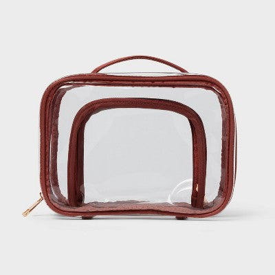 Double Sided Travel Bag - Clear/Brown