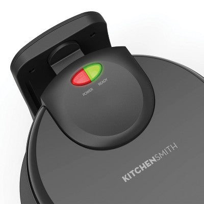 KitchenSmith Nonstick Waffle Maker Black: Aluminum, 180 Rotating, Folding Handle, Drip Tray, 1000W
