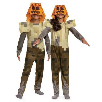 Kids' Minecraft Hooded Halloween Costume Jumpsuit Classic Husk Jack O'Lantern 4-6