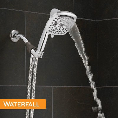 5" Contour 9 Spray WaterSense Hand Shower Chrome - Oxygenics: EPA Certified, 72" Hose, Multi-Setting Showerhead