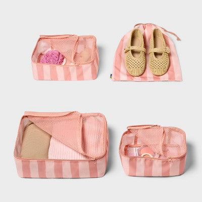 4pc Printed Packing Cube - Open Story?Pink Stripe