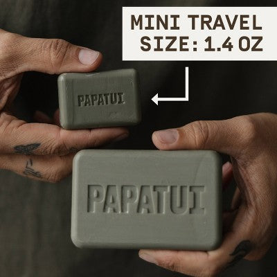 Papatui Men's Exfoliating and Hydrating Sulfate-Free Mango Butter, Avocado Oil and Ceramides Mini Bar Soap - Sandalwood Suede - 1.4oz