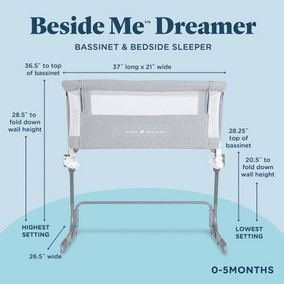 Baby Delight Beside Me Dreamer Bassinet & Bedside Sleeper - Soft Heathered Gray (LOCAL PICKUP ONLY)
