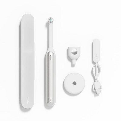 quip 360 Oscillating Rechargeable Electric Toothbrush + Travel Case - White/Silver